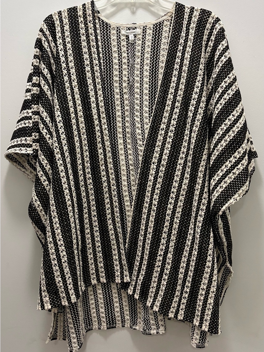Maurices Black & Cream Striped Open-Front Cardigan
